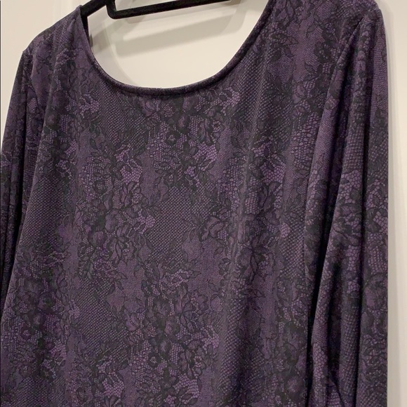 Lane Bryant Purple Black Lace Print Jersey Top - Picture 6 of 8